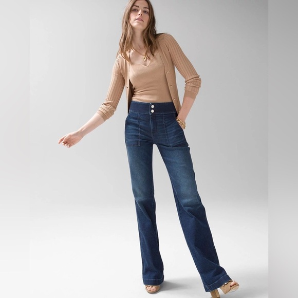 White House Black Market Denim - White House Black Market High-Rise Straight Jeans, Dark Wash, Size 4